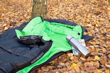 Спальний мішок Steinwood Premium Koppelbar, 210 см, 3-4 сезон, для походів, чорний/зелений, двосторонній блискавка