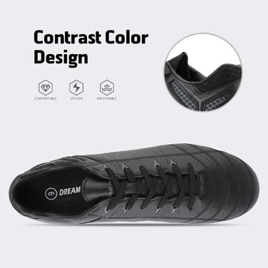 Чоловічі футбольні бутси DREAM PAIRS для тренувань та гри, розмір 42 EU, чорно-сірі