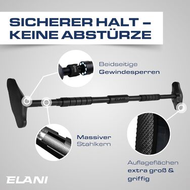 ELANI – Турнік для підтягувань на стіну, 115–140 см | Без свердління | З рівнем та надійним кріпленням | Для дому, підтягувань та тренувань | Синій