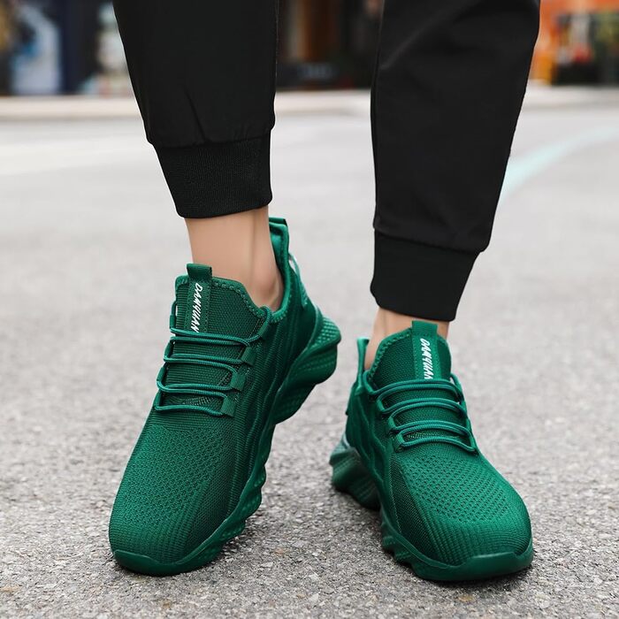 Чоловічі спортивні кросівки для бігу, тенісу, занять фітнесу та прогулянок. Легкі, дихаючі, темно-зелені (42 EU)