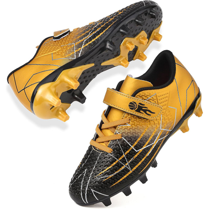 Дитячі футбольні бутси з шипами, професійні, чорно-золоті (35 EU)