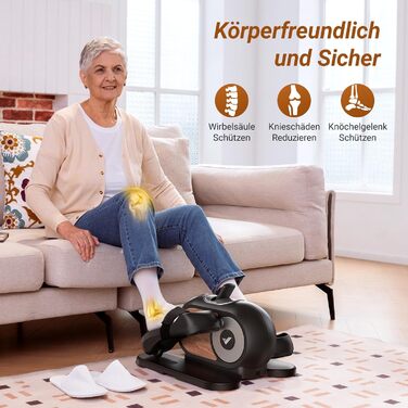 MERACH Міні електричний крос-тренажер під стіл з пульт, дисплей, неслизьке покриття, 12 швидкостей, тихий та портативний для дому, для дорослих та літніх людей (чорний) E32-2024