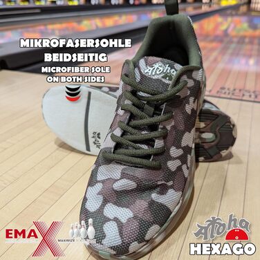 Журавлики для боулінгу Aloha HexaGo для жінок, чоловіків та юнаків – для правші та лівші (44 EU, камуфляж)