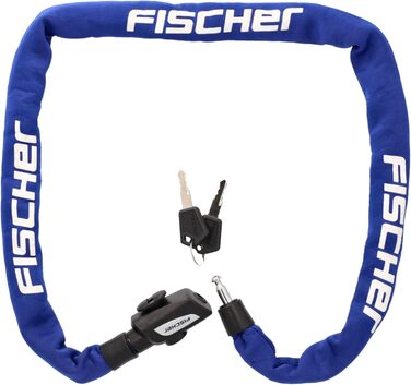 Ланцюговий замок для велосипеда та електровелосипеда FISCHER, неопренове покриття, високий рівень захисту від крадіжки, 130 см, синій (2 ключі в комплекті)