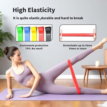 Набір еластичних стрічок для фітнесу (рожеві, 5 шт.)