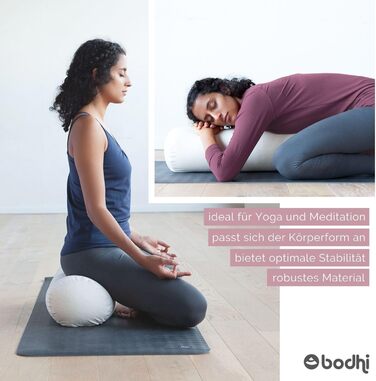 Болстер для йоги Bodhi ECO, 100% біобавовна, з наповнювачем із органічної лузги спельти, круглий, антрацит, 65x20 см, для відновлювальної йоги
