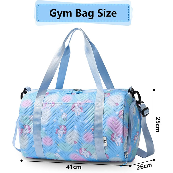 Спортивна сумка з єдинорогом, унісекс (блакитна)