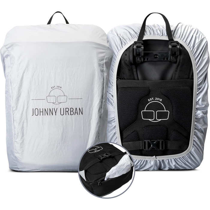 Велосумка-рюкзак Johnny Urban Phil 2в1 для багажника, водовідштовхувальна, з дощовим чохлом, чорна, для чоловіків і жінок, з відбивачами