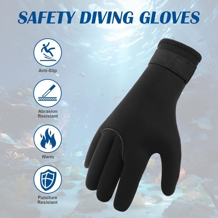 AOOSA Неопренові рукавички та шкарпетки для плавання, унісекс, 3 мм, чорні, M. Захист від ковзання, для дайвінгу, серфінгу, снорклінгу