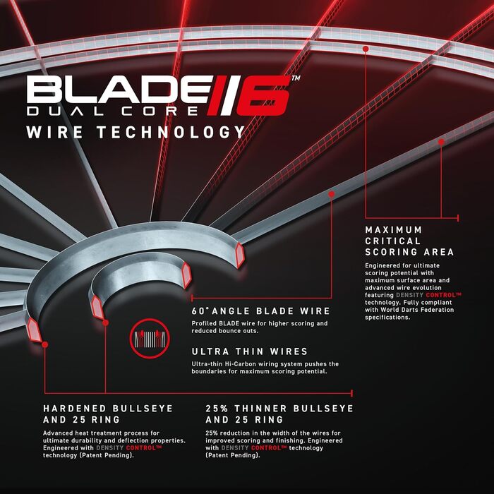 Дартборд WINMAU Blade 6 Dual Core, професійний, класичний, сизалевий