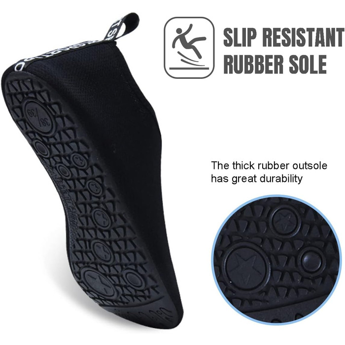 Аквашузи для плавання та відпочинку на пляжі: швидка сушка, чорний колір, 38/39 EU