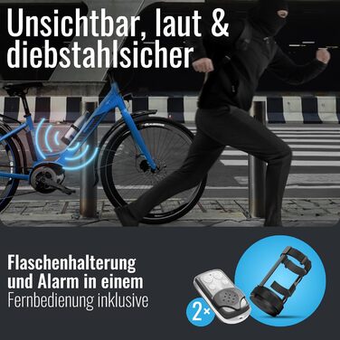 Флягодержатель для велосипеда Parkwächter B1 з сигналізацією та AirTag, універсальний тримач для пляшок, захист IP55, чорний