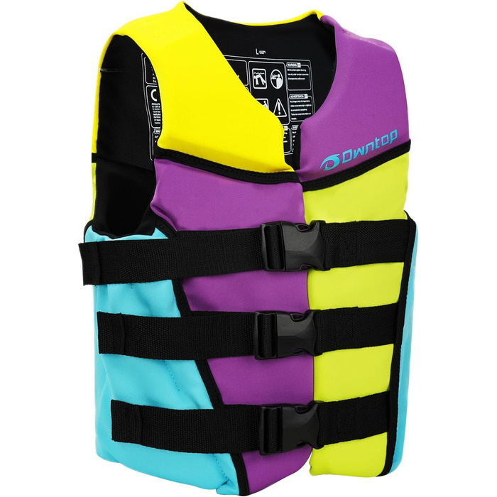 Owntop Жилет рятувальний дитячий та підлітковий, фіолетовий, M. Регульований, з триразовою системою безпеки. Підходить для каякінгу, плавання, риболовлі та снорклінгу.