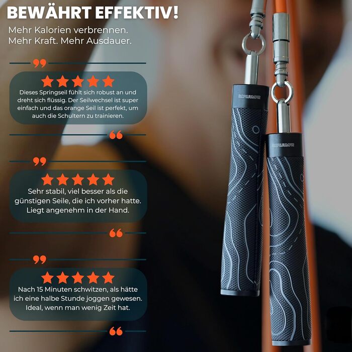 Скакалка з вагою – регульований комплект для HIIT, силових тренувань та спалювання жиру – включає 3 змінні троси та сумку для зберігання