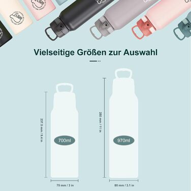 Термос-пляшка UZSPACE 1л (970мл) з нержавіючої сталі, ізольована, з 1-кліком відкриття, без витоків, для спорту, фітнесу, туризму, зеленого кольору