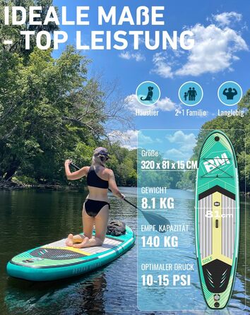 Надувна SUP-дошка BEYOND MARINA 320x81x15 см з веслом, сидінням, насосом і рюкзаком для водних видів спорту