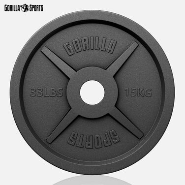 Олімпійські диски для штанги GORILLA SPORTS, чавунні, 1,25–30 кг, 50 мм, набір/окремо