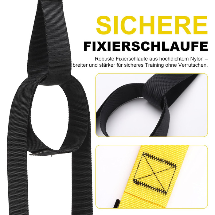 Слінг-тренажер для дому: комплект для тренувань всього тіла з кріпленням до дверей, регульованими ременями, ручками та сумкою – фітнес-обладнання для дому, жовтий