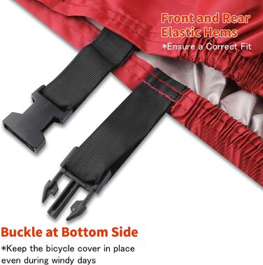 Водонепроникний чохол для велосипеда з отворами для замка – для всіх велосипедів та електровелосипедів – захист від дощу, снігу та UV – на 2 велосипеди (Чорний+Червоний для 1 велосипеда)