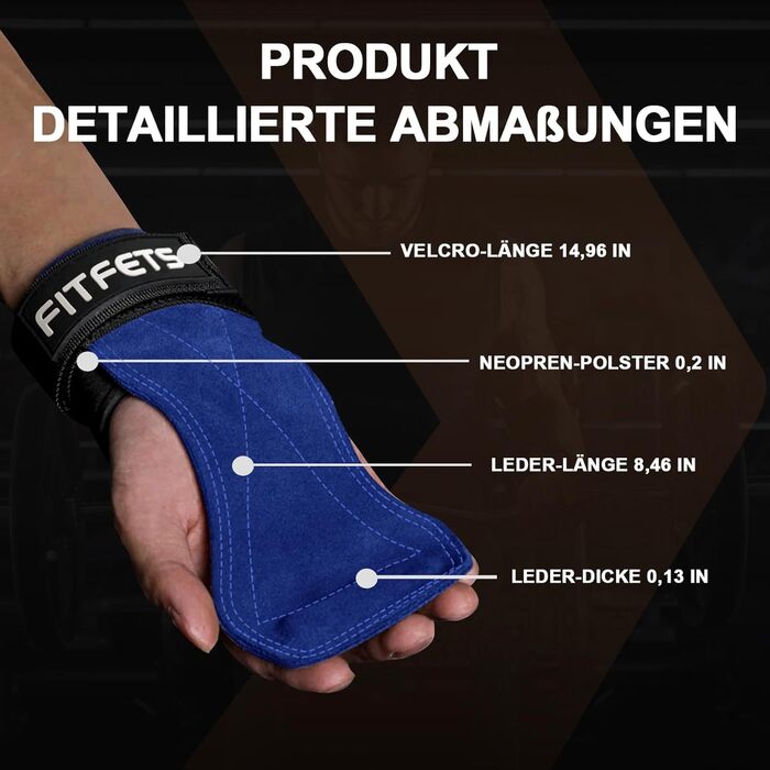 Лідши для важкої атлетики Zughilfen, ремені для підйому ваги, бодібілдинг, пауерліфтинг та фітнес, шкіряні ремені для чоловіків та жінок (блакитні)