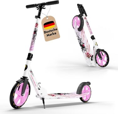 Дитячий та дорослий самокат STAR SCOOTER з алюмінію, великі колеса 205 мм, міський, для хлопчиків і дівчат від 6 років, XXL дека