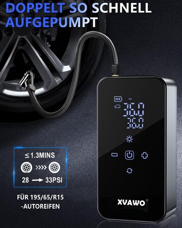 Електричний міні-компресор для накачування шин: насос для велосипеда, авто, мотоцикла, електровелосипеда та м'ячів з цифровим дисплеєм та акумулятором
