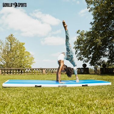 Надувний гімнастичний мат GORILLA SPORTS 3м/5м, 10 см, з електричним насосом і сумкою – для тренувань, йоги, фітнесу, тумблінгу
