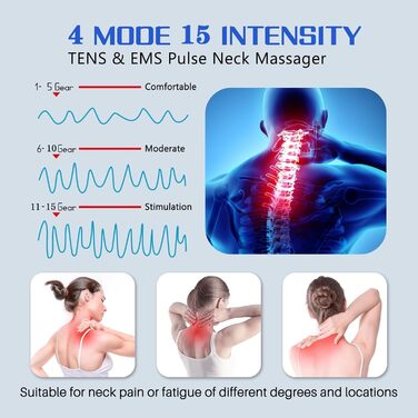 Електричний масажер для шиї та плечей з підігрівом та 4 режимами масажу