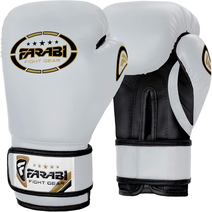 Дитячі боксерські рукавички Farabi Sports 6oz/8oz - білі для боксу, ММА, муай-тай, кікбоксингу та спарингу
