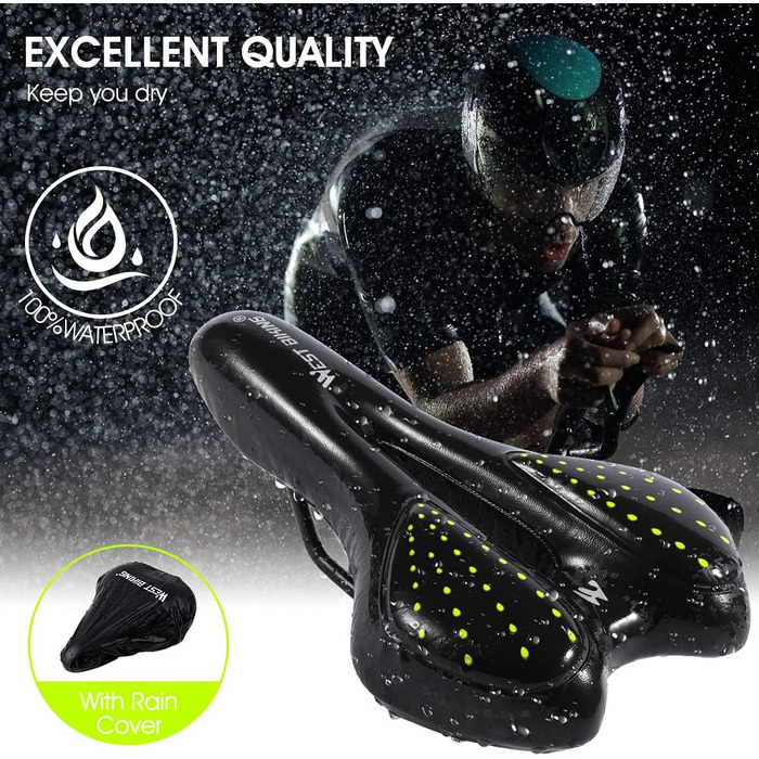 Зручний велосипедний сідло LuTuo для чоловіків та жінок, гелеве м'яке сідло, ергономічне, спортивне, для походів, з підкладкою для гірського велосипеда, шосе, BMX, MTB, City, E Bike (зелений)