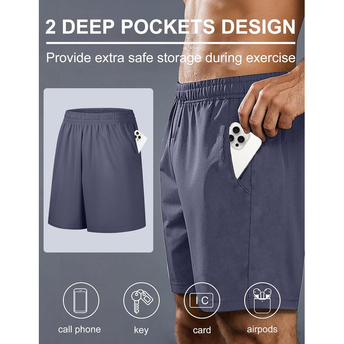 Шорти баскетбольні чоловічі OYGSieg, спортивні шорти з кишенями, швидковисихаючі, для тренувань, бігу, повсякденного носіння, комплект 6 шт. (XXL)