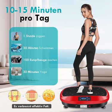 Вібраційна платформа 4D з Bluetooth, 120 рівнів інтенсивності, 6 програм тренувань, для дому, масаж, спортивне обладнання, чорно-червоний