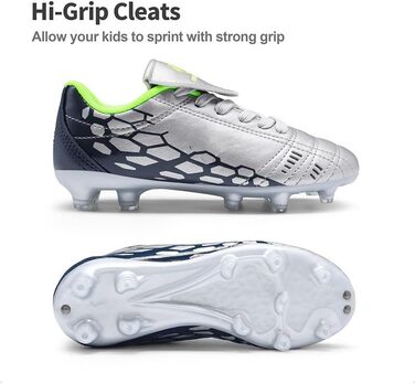 ДREAM PAIRS Дитячі футбольні бутси з низьким верхом, довгі шипи, спортивне взуття для легкоатлетики, тренувань, стрибків у довжину, бігу, футболу. Зносостійкі, з сильним зчепленням, 32 EU, світло-сірий, темно-синій