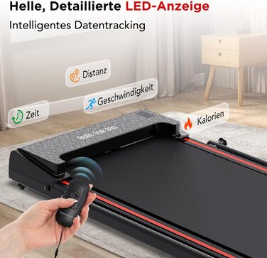 Електричний біговий тренажер складний, для дому з нахилом 5%, швидкість 12 км/год, 1400W, LCD-дисплей, чорний