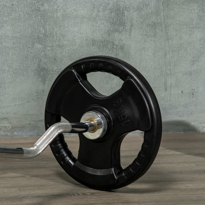 Набір гантелевих дисків SportNow, 2 шт., 15 кг кожен, з трьома ручками, захисне гумове покриття, метал.