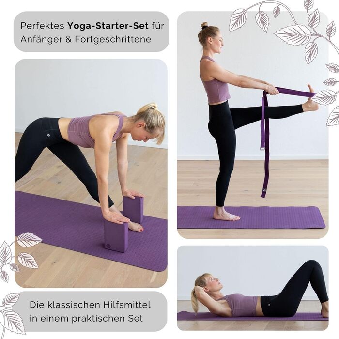 Набір для йоги Bodhi Yoga Starter-Set: йогамат з TPE, 2 блоки EVA, ремінь з бавовни, стартовий комплект для початківців