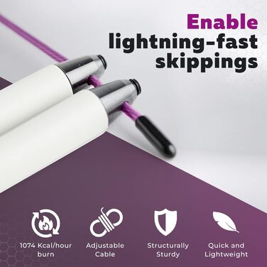 Скакалка Picsil Sphinx Speed для кроссфіту, фітнесу та боксу, легка і міцна, професійна з подвійним підшипником, високоякісні матеріали (біла)