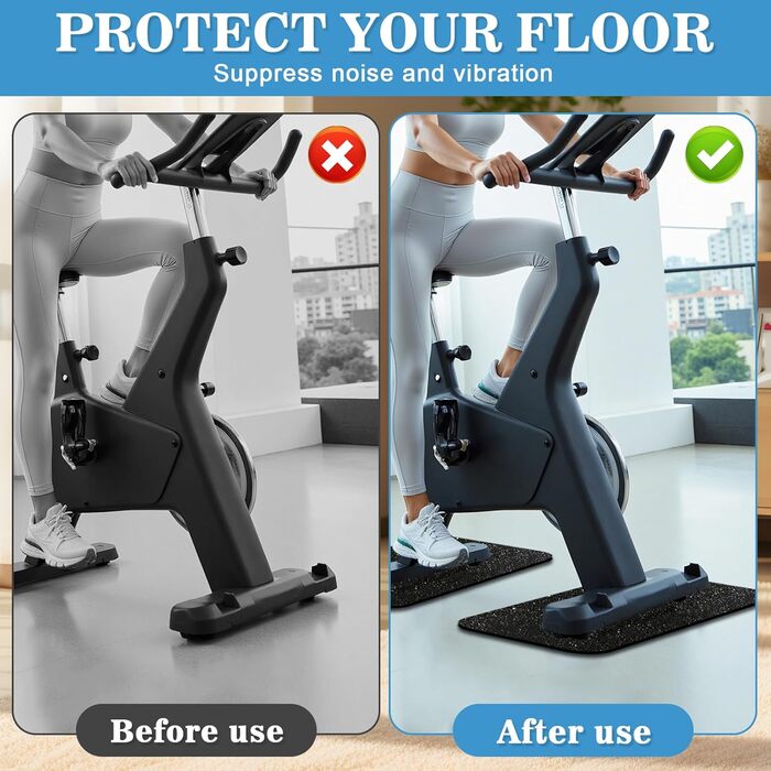 Захисний килимок під фітнес-тренажер та бігову доріжку, шумопоглинаюча підкладка 28x70 см, 6 мм, 2 шт. в комплекті