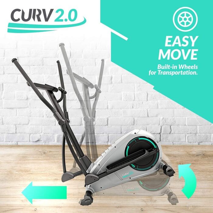 Еліптичний тренажер Bluefin Fitness CURV 2.0 для дому, крос-тренажер, компактний степпер з LCD-дисплеєм, Bluetooth, додатком для смартфона, чорний та сірий