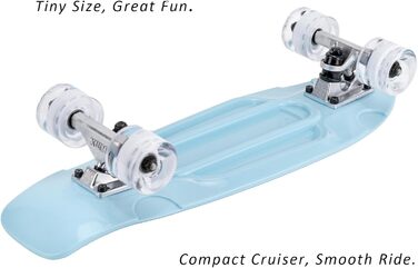 Скейтборд KMX Classic Mini Cruiser 22/27 дюймів для дітей, підлітків та дорослих. Алюмінієві осі, підшипники ABEC-9, колеса 60мм, колір Aqua Blau
