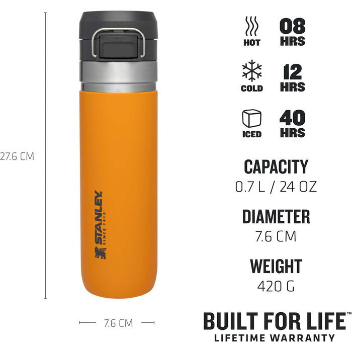 Термос-пляшка Stanley Quick Flip з нержавіючої сталі, 7+ годин холодної води, BPA-free, герметична, для води, зручна для подорожей, підходить для миття в посудомийці