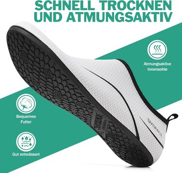 Чоловічі та жіночі аквашузи Sixspace для плавання, серфінгу, йоги. Швидко сохнуть, дихають, білі (35 EU)