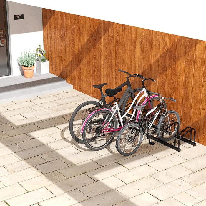 Стійка для велосипедів HENGMEI на 6 велосипедів, сталева, чорна. Підходить для шин шириною 30-65 мм. Настінний/підлоговий монтаж.