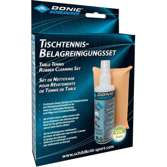 Набір для чищення тенісного столу Schildkröt Donic-Schildkröt, 100 мл, очищувач накладок та губка для чищення, 828529
