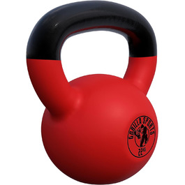 Гиря GORILLA SPORTS 22 кг – гіря для фітнесу та кросфіту, чавунна, з вініловим покриттям, для тренувань у спортзалі та вдома