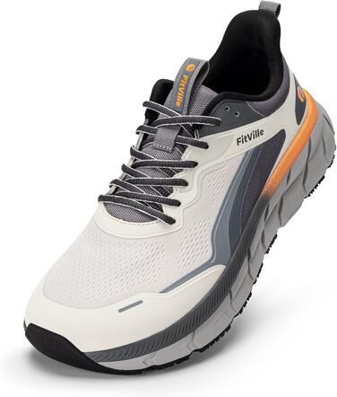 Кросівки для бігу FitVille для чоловіків з широкою колодкою, спортивні, для трейлраннінгу, легкі, для джогінгу та ходьби, розмір 40-50, широка колодка, градієнт сірий/помаранчевий