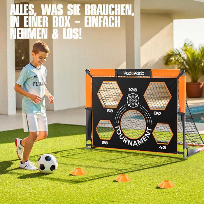 Дитячі футбольні ворота 120x90 см з сумкою для перенесення, для саду та вулиці, Pop-Up ворота з фіберскляних стержнів KD210DP