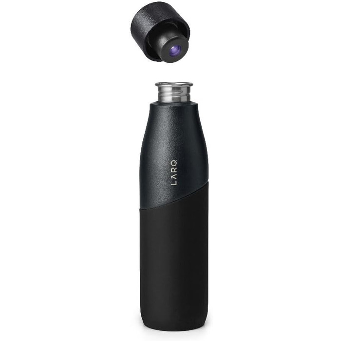 Пляшка для води LARQ Movement PureVis 950 мл, легка, неізольована, з нержавіючої сталі, з УФ-очищенням, багаторазова, для подорожей, чорна
