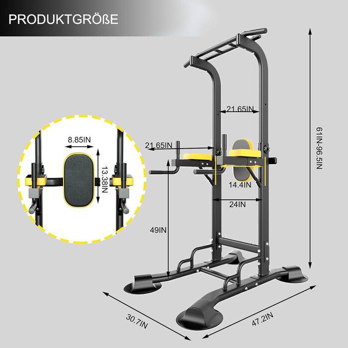 Станція для підтягувань та віджимань, турнік-стенд, тренажер для дому, чорний, 660 lbs