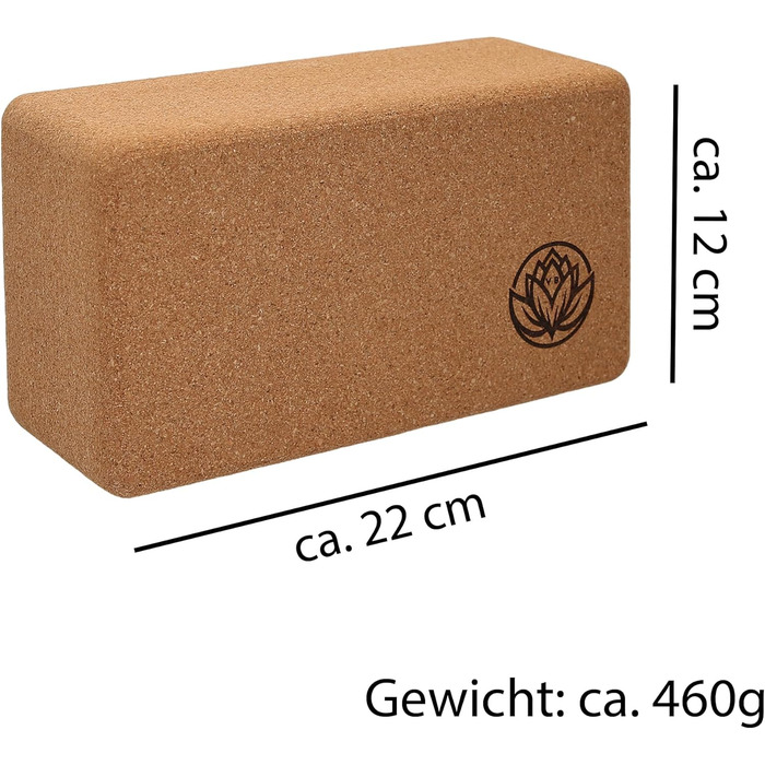 Набір коркових блоків для йоги VonBueren (2 шт.), 22 x 12 x 7,5 см, коричневі — аксесуари для хатха-йоги, стрітчингу та пілатеса для жінок та чоловіків